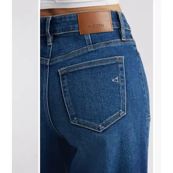 Hidden Los Angeles 70s Vibe Patch Pocket High Waist Wide Leg Jeans Size 31/12 - Picture 4 of 15